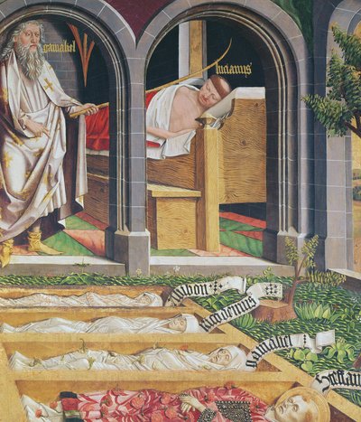 The Apparition of Gamaliel to the Priest, Lucien, from the Altarpiece of St. Stephen, c.1470 by Michael Pacher